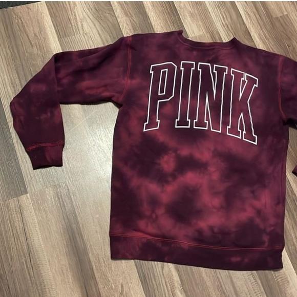Women's Victoria's Secret PINK XS Maroon Tie Dye Sweatshirt - Picture 7 of 8